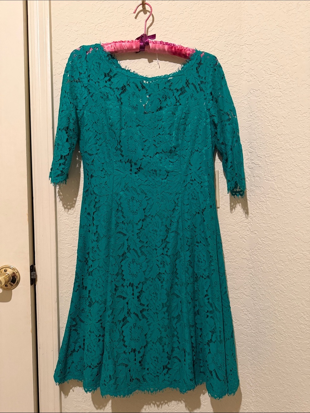Eliza J Teal Lace Midi Dress